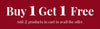 Promotional text 'Buy 1 Get 1 Free' on a red background