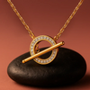 Stylish gold-plated circle bar necklace for women – perfect for party and daily wear